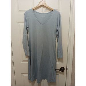 Women's Soft Surroundings Blue Long Sleeve V-neck Midi Dress Size Small